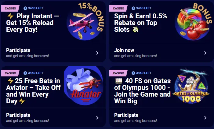 Spinay Casino bonuslarının türleri